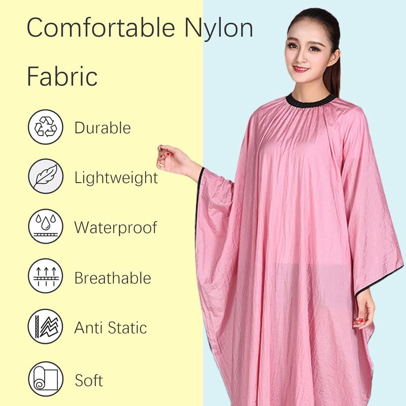 Iusmnur Barber Cape, Professional Hair Salon Cape with Adjustable Metal Clip, Shampoo Hair Cutting Cape for Barbers and Stylists - 55 x 63 inches (Pink) - Image 3